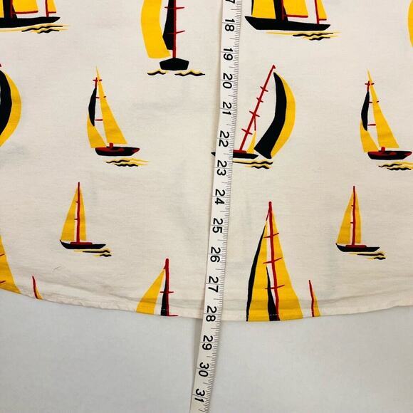 H&M Mens Button Down Shirt Medium 100% Cotton Sailboat Novelty Print Preppy - Picture 9 of 9